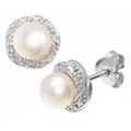 Sterling Silver & Freshwater Pearl/Diamond Earring